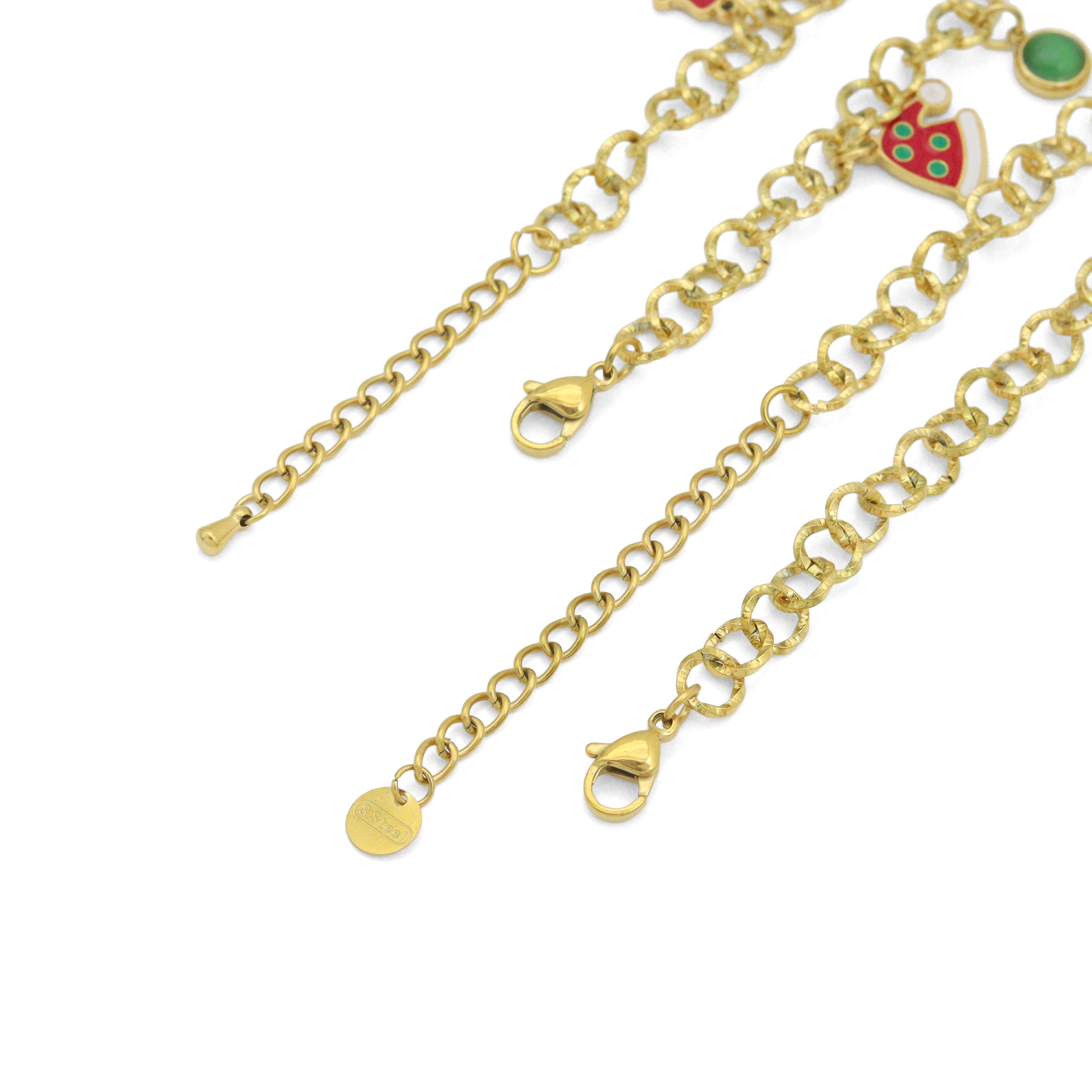 Christmas Charm Pendant oval Link Chain necklace Bracelet Earring, Sku#BXG26