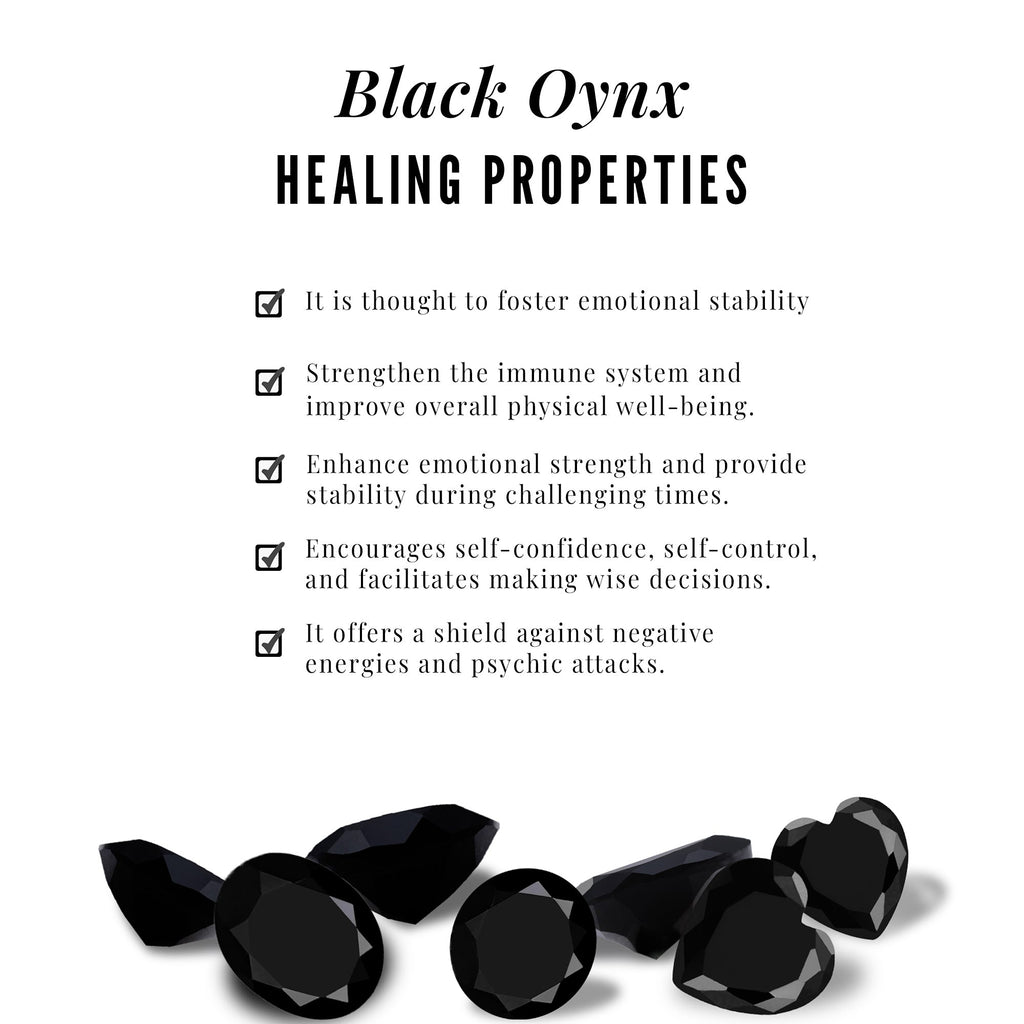 Real Black Onyx Stud Earrings with Diamond Halo
