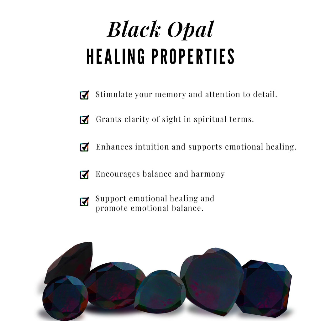 Genuine Black Opal Sunburst Stud Earrings with Diamond