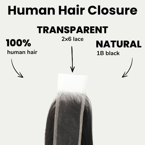 Brazilian Body Wave 2x6 Transparent Lace Human Hair Closure