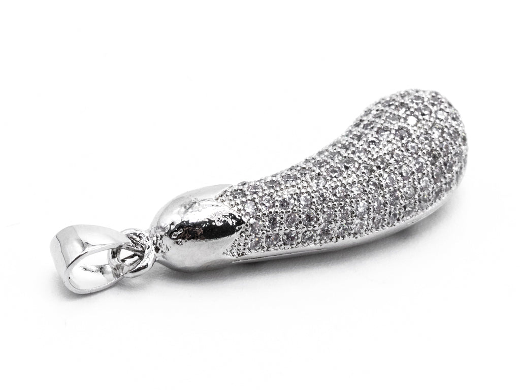 CZ Micro Pave Brinjaul Eggplant Pendant, Cubic Zirconia Teardrop Pendant for Necklace Bracelet Earrings Making, 9x27mm,sku#Y45