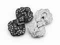 Clear CZ Micro Pave Double Flower Box Clasp, Cubic Zirconia Box Clasp, CZ Pave Tab Insert Clasp Fastener, 19X33X6mm, sku#Y64