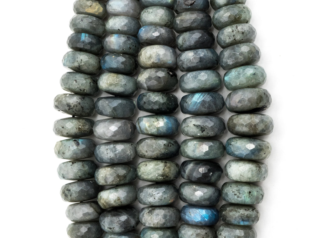8-18mm High Quality Natural Labradorite Graduated,Faceted/Smooth Roundelle Gemstone Beads,15.5inch strand, SKU#U205