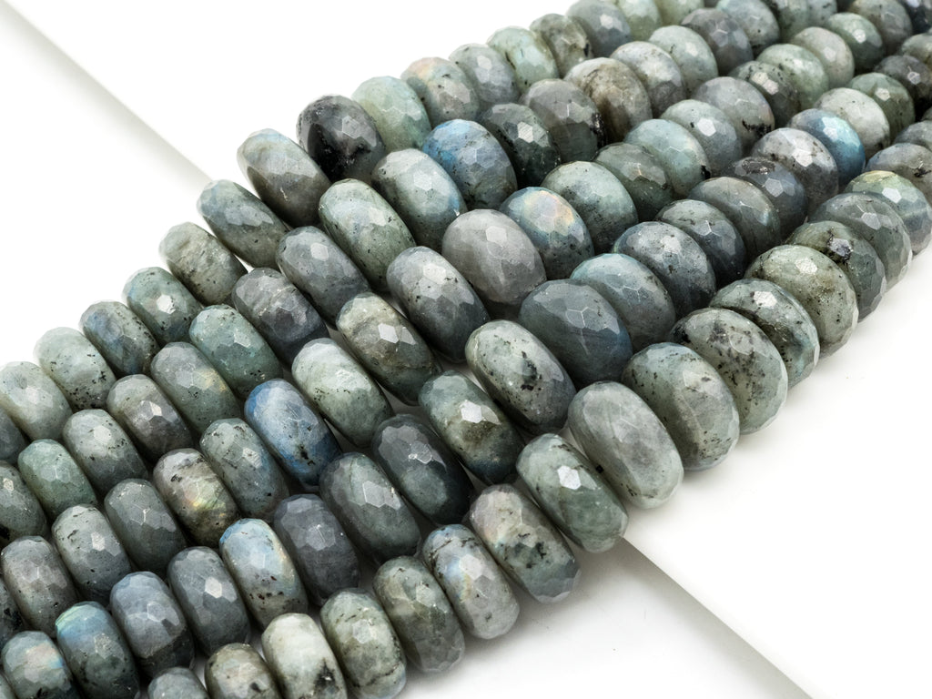 8-18mm High Quality Natural Labradorite Graduated,Faceted/Smooth Roundelle Gemstone Beads,15.5inch strand, SKU#U205