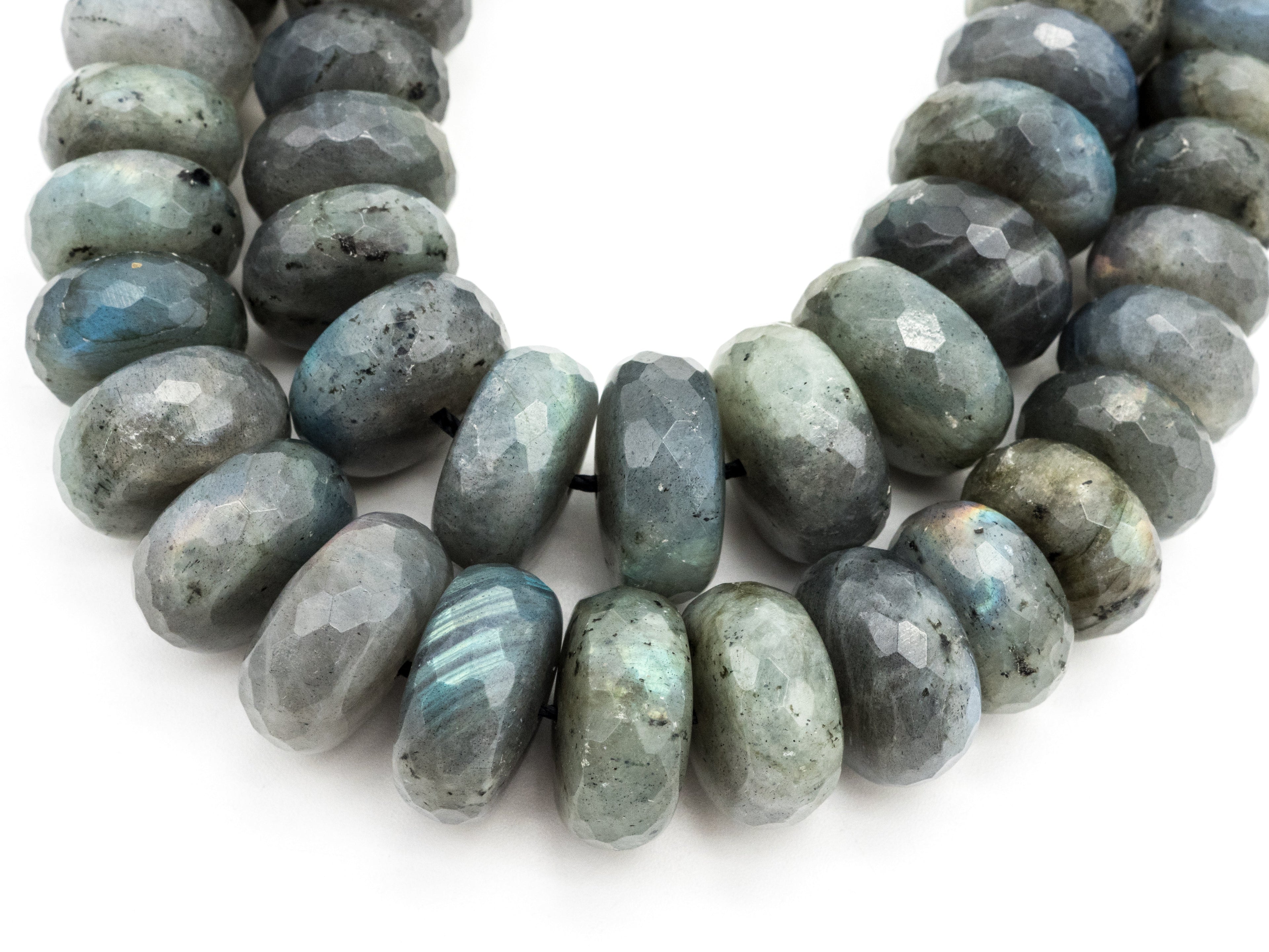 8-18mm High Quality Natural Labradorite Graduated,Faceted/Smooth Roundelle Gemstone Beads,15.5inch strand, SKU#U205