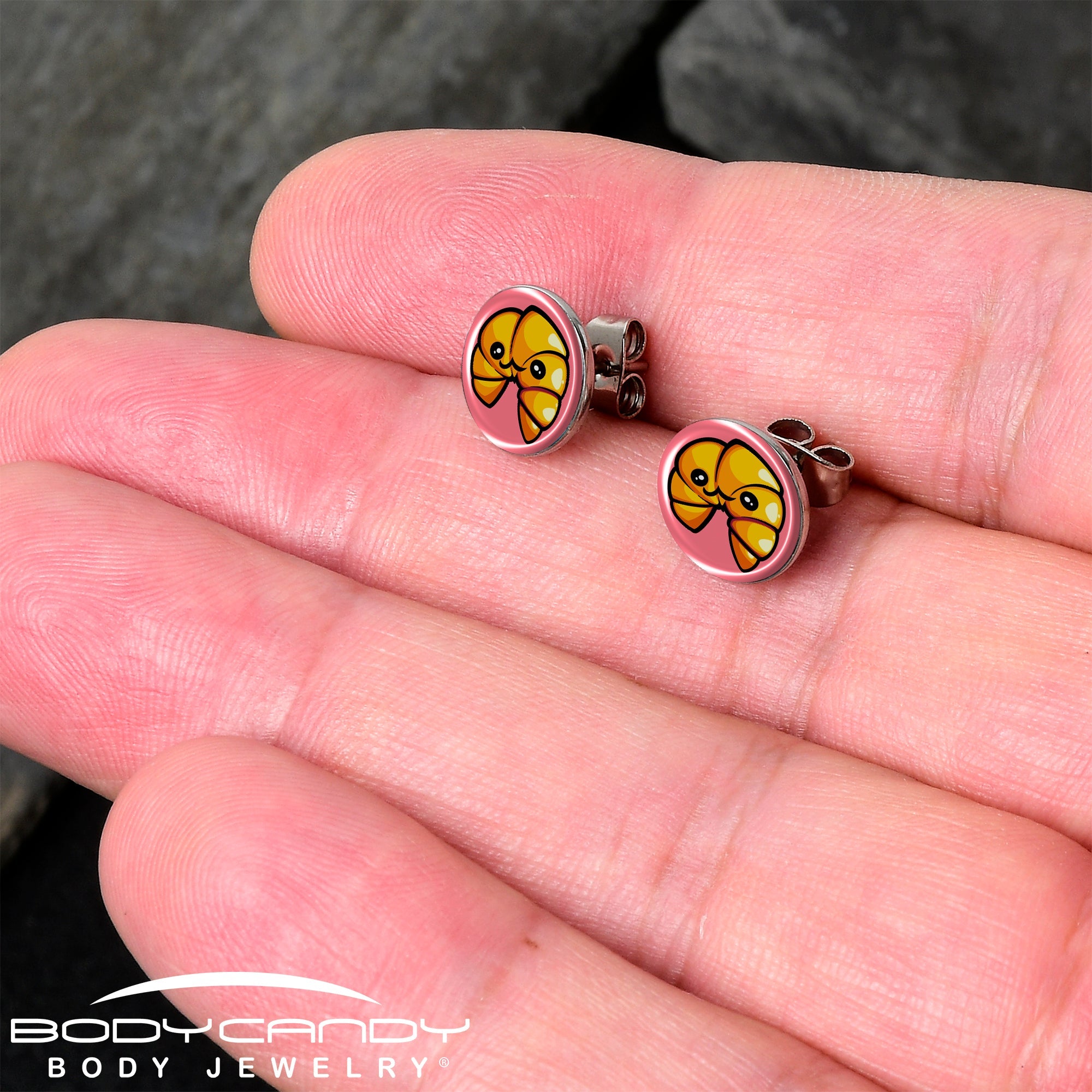 Quaso Croissant Stud Earrings by Onyx O