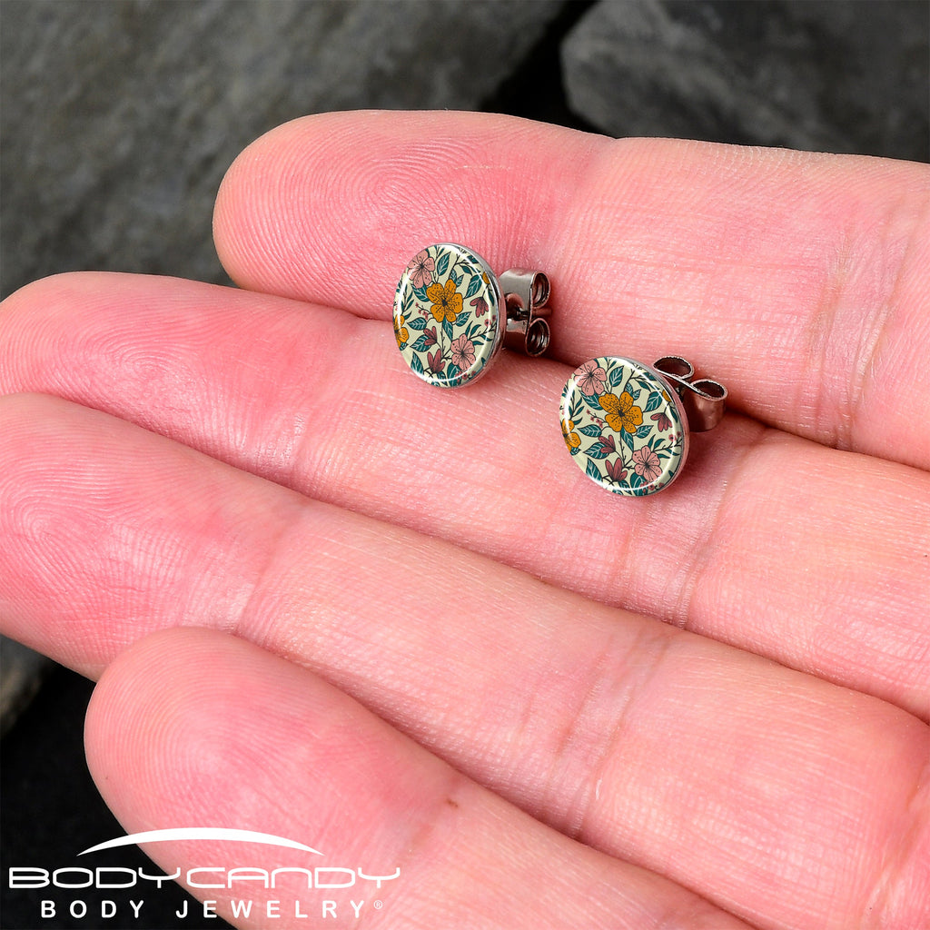 Blossom Creation Wildflower Flowers Stud Earrings by Onyx O