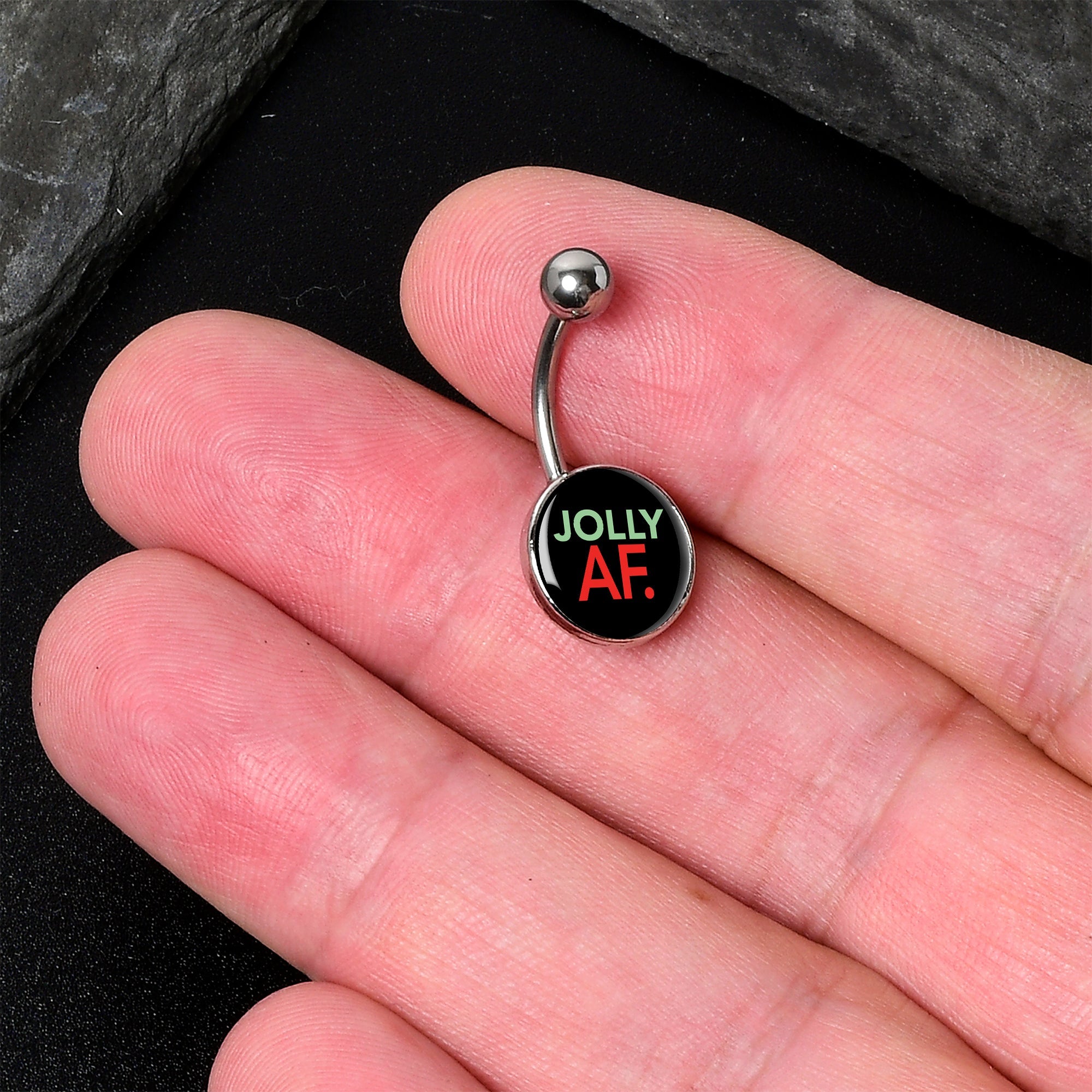 Jolly AF Festive Holiday Christmas Belly Ring by Onyx O