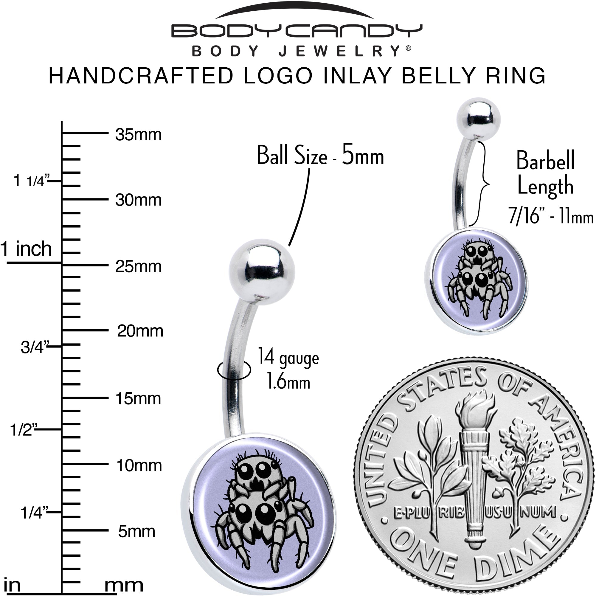 Leaping Leapfrog Spiders Belly Ring by Onyx O