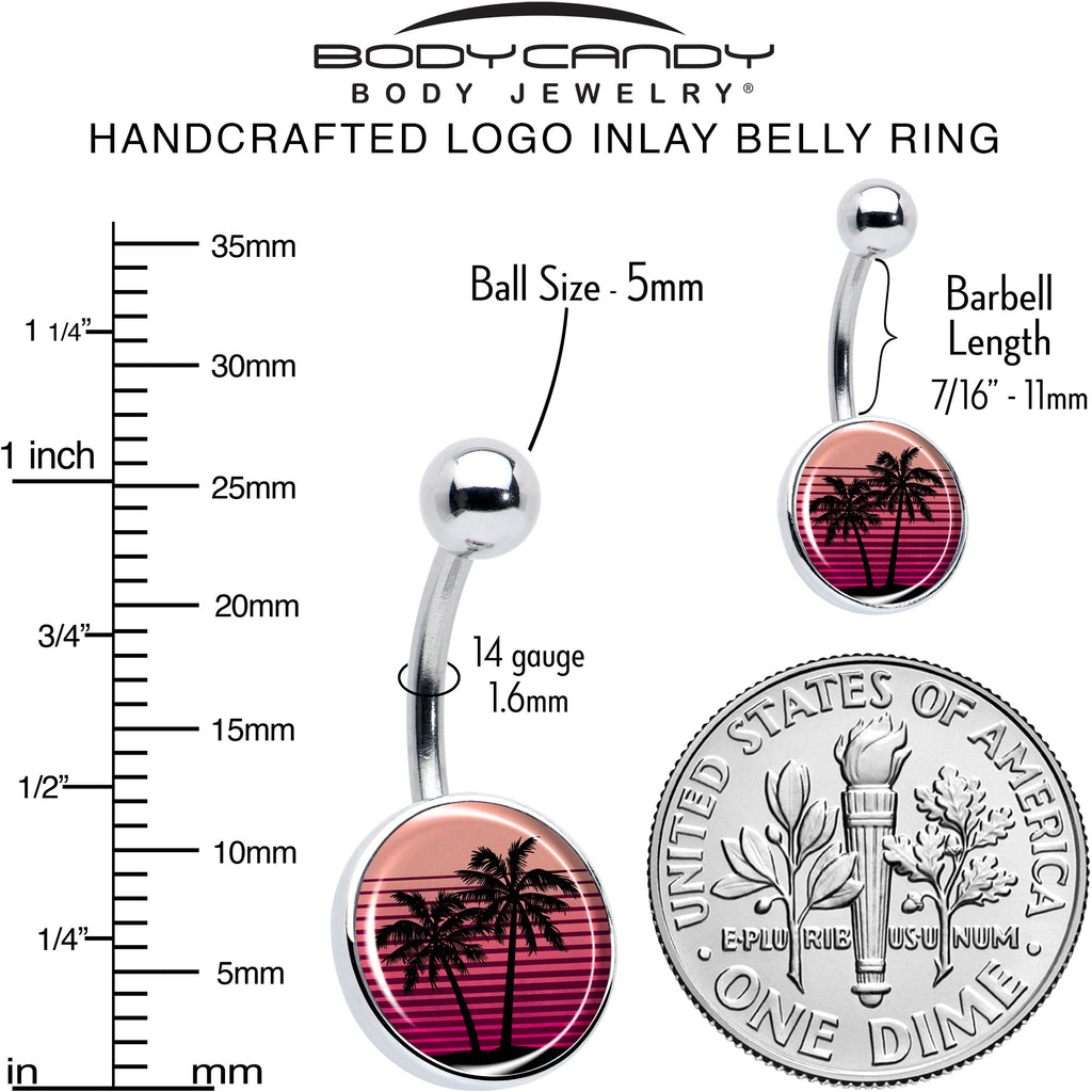 Palm Tree Retro Sunset Belly Ring by Onyx O