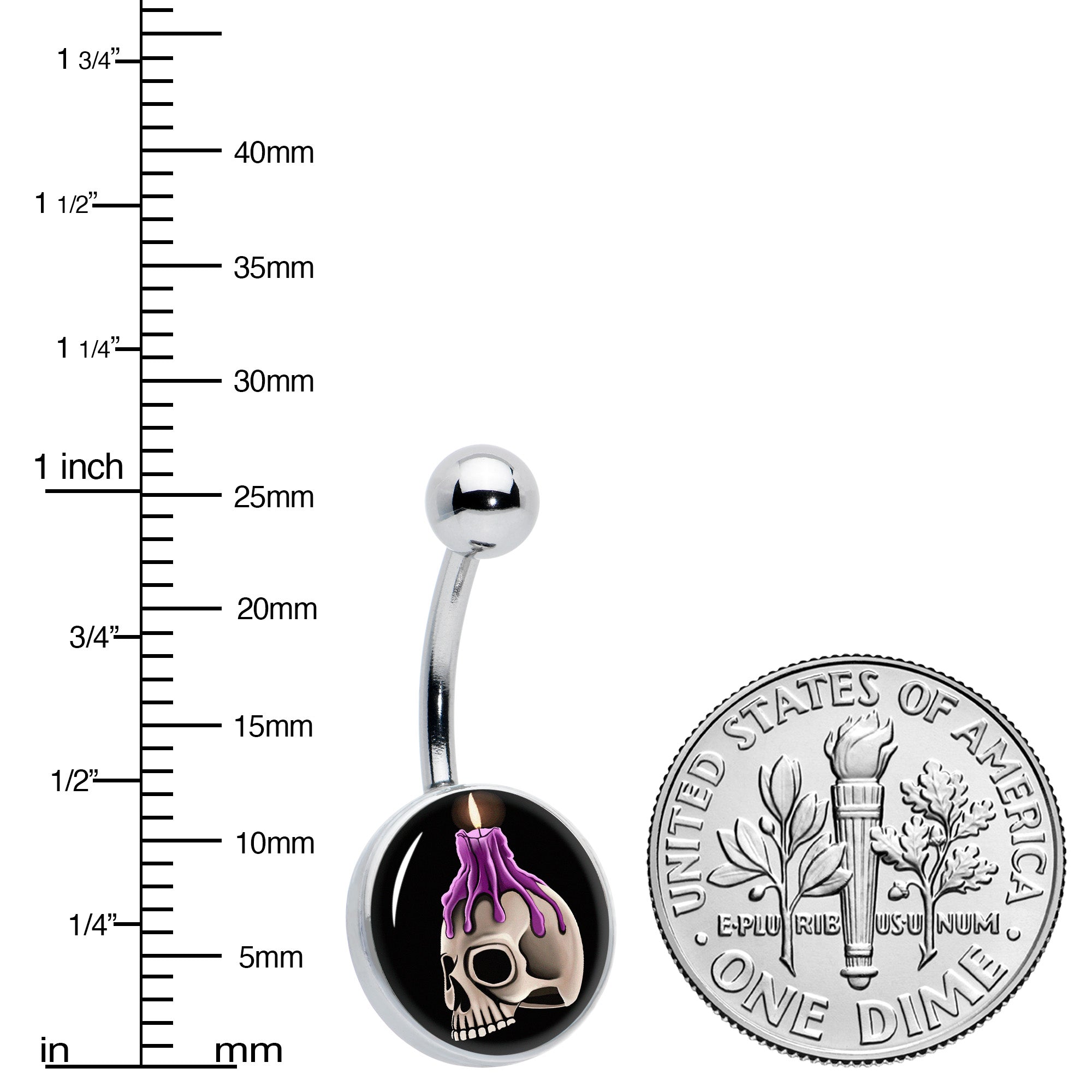 Burning Skull Candle Belly Ring by Onyx O