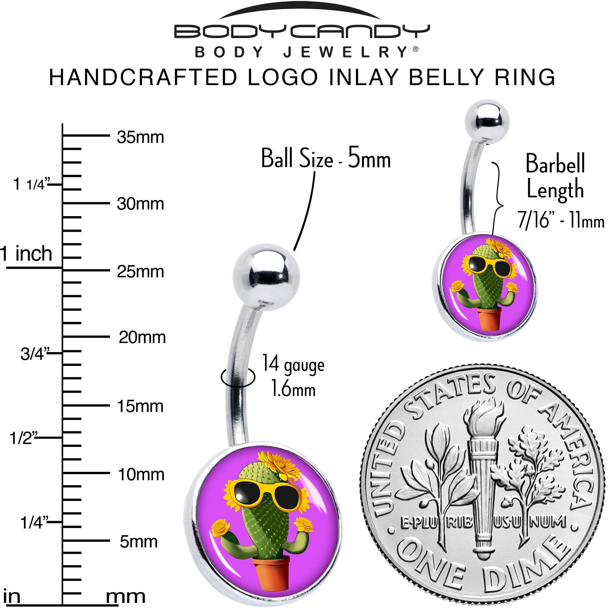 Sunflower Cactus Belly Ring by Onyx O