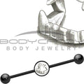 14G Black Anodized Fearsome Vamp Fangs Industrial Barbell 37mm