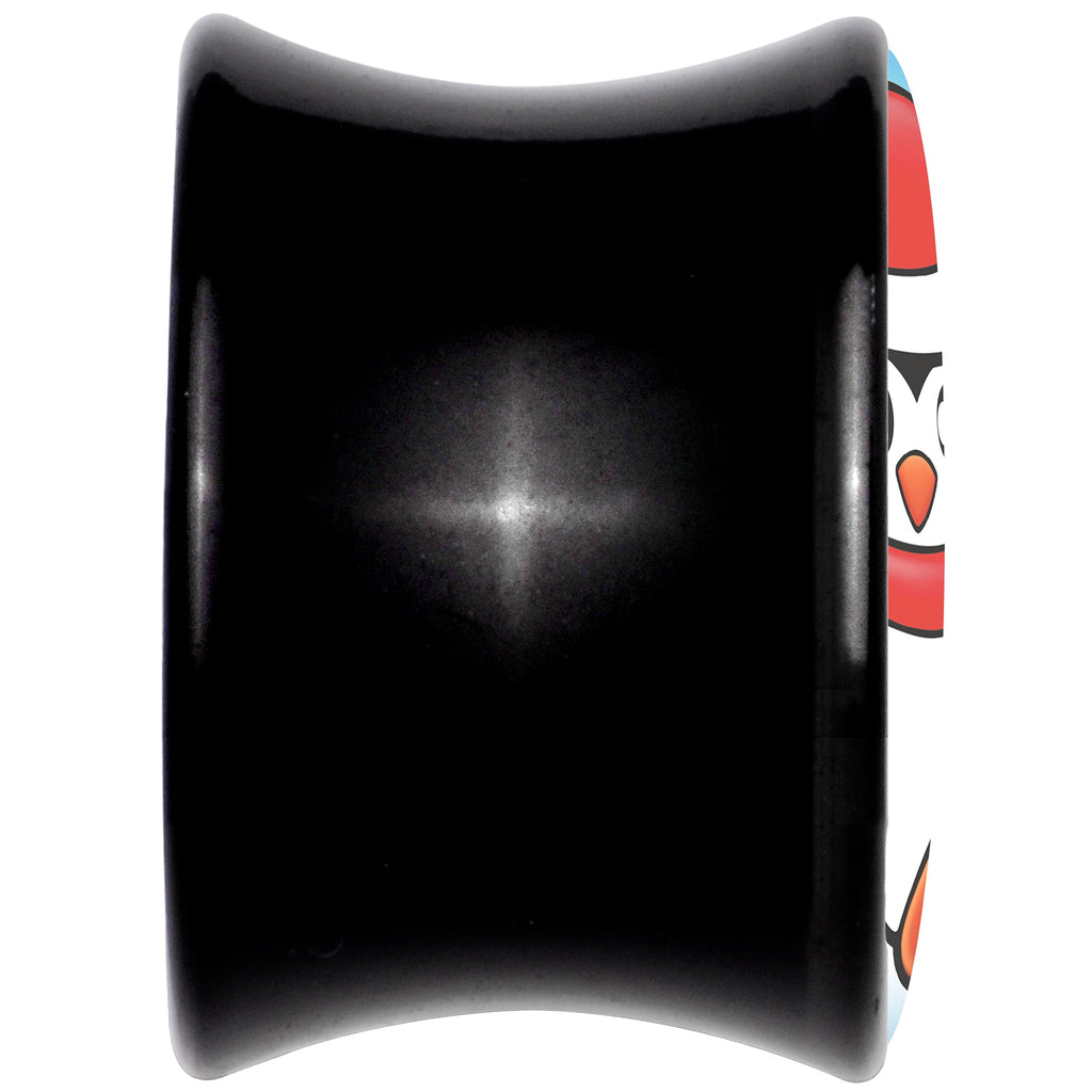 Black Acrylic Snowfall Holiday Penguin Double Flare Plug Set by Onyx O