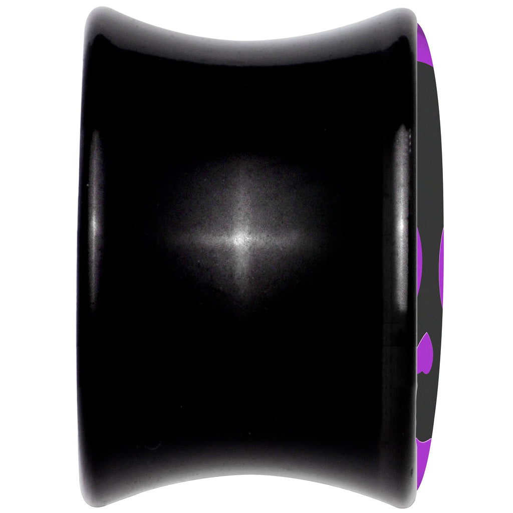 0G Purple Black Simple Skull Black Acrylic Saddle Plug Set by Onyx O