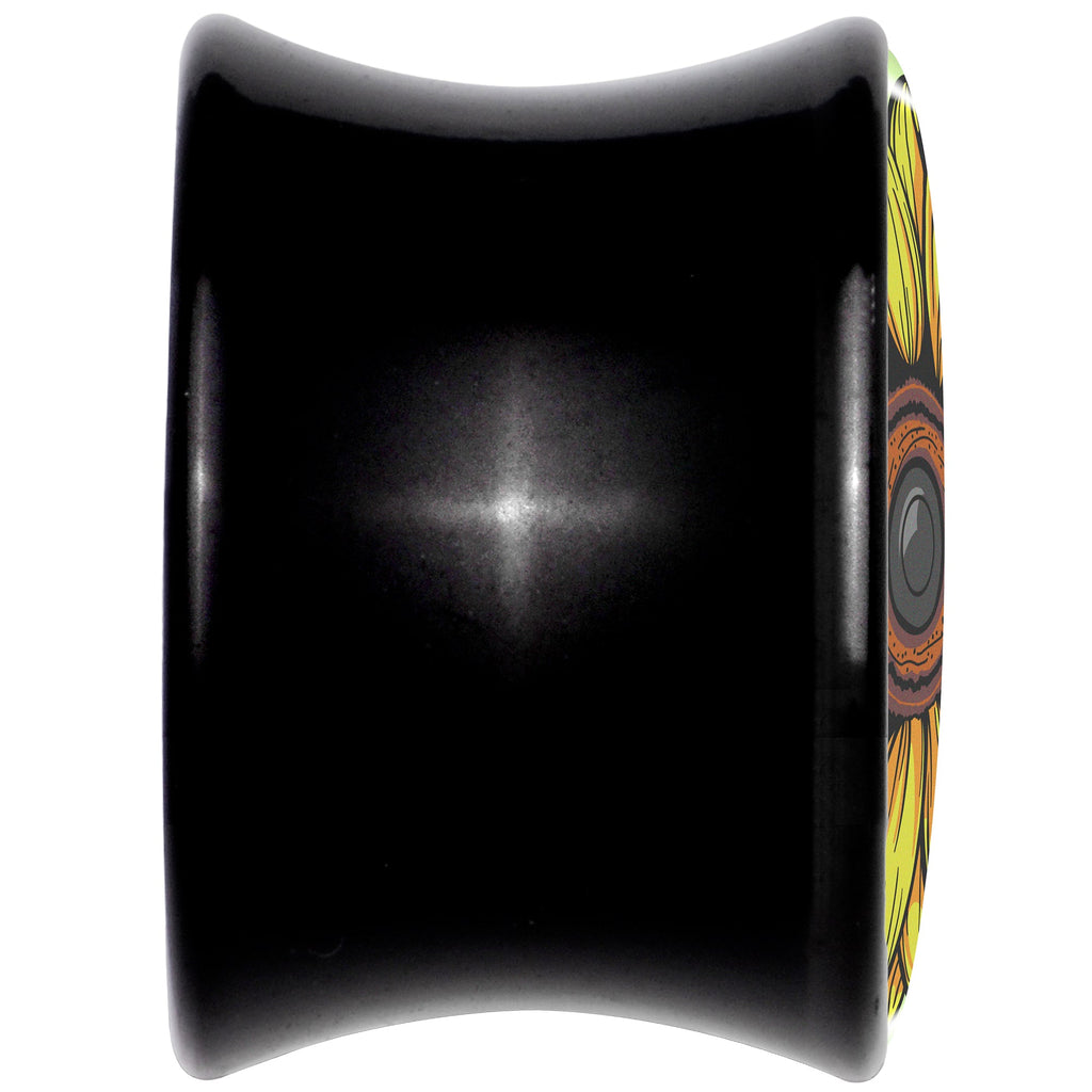 Blossom Creation Yellow Sunflower Black Acrylic Saddle Plug Set by Onyx O
