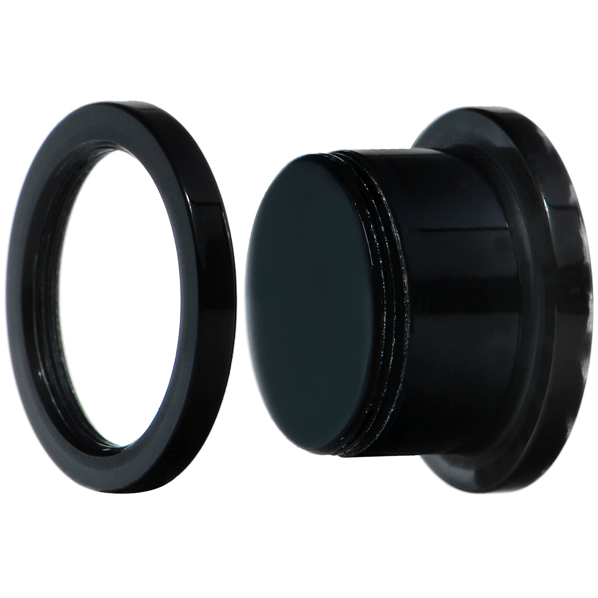 Black Acrylic Custom Photo Gem Screw Fit Plug - buy 2 for a pair