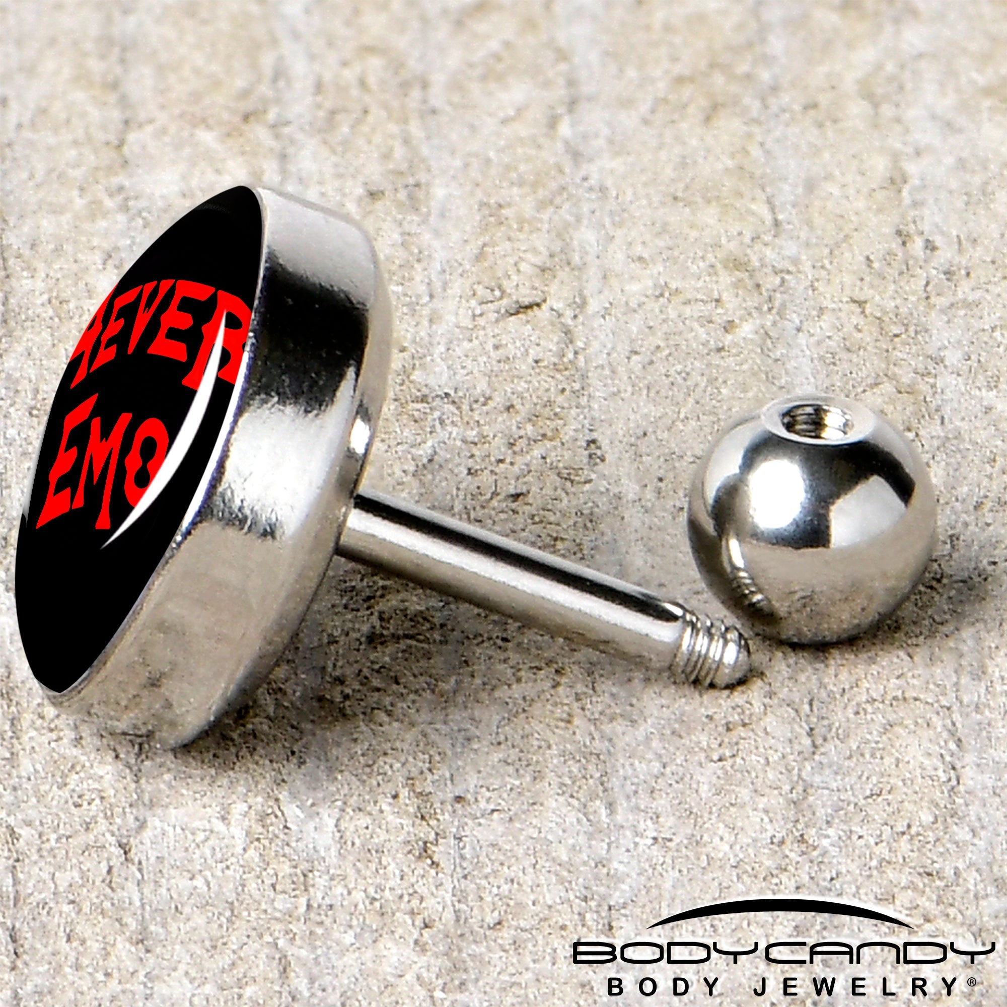 16G 1/4 Black Red 4 Ever Emo Tragus Cartilage Earring by Onyx O