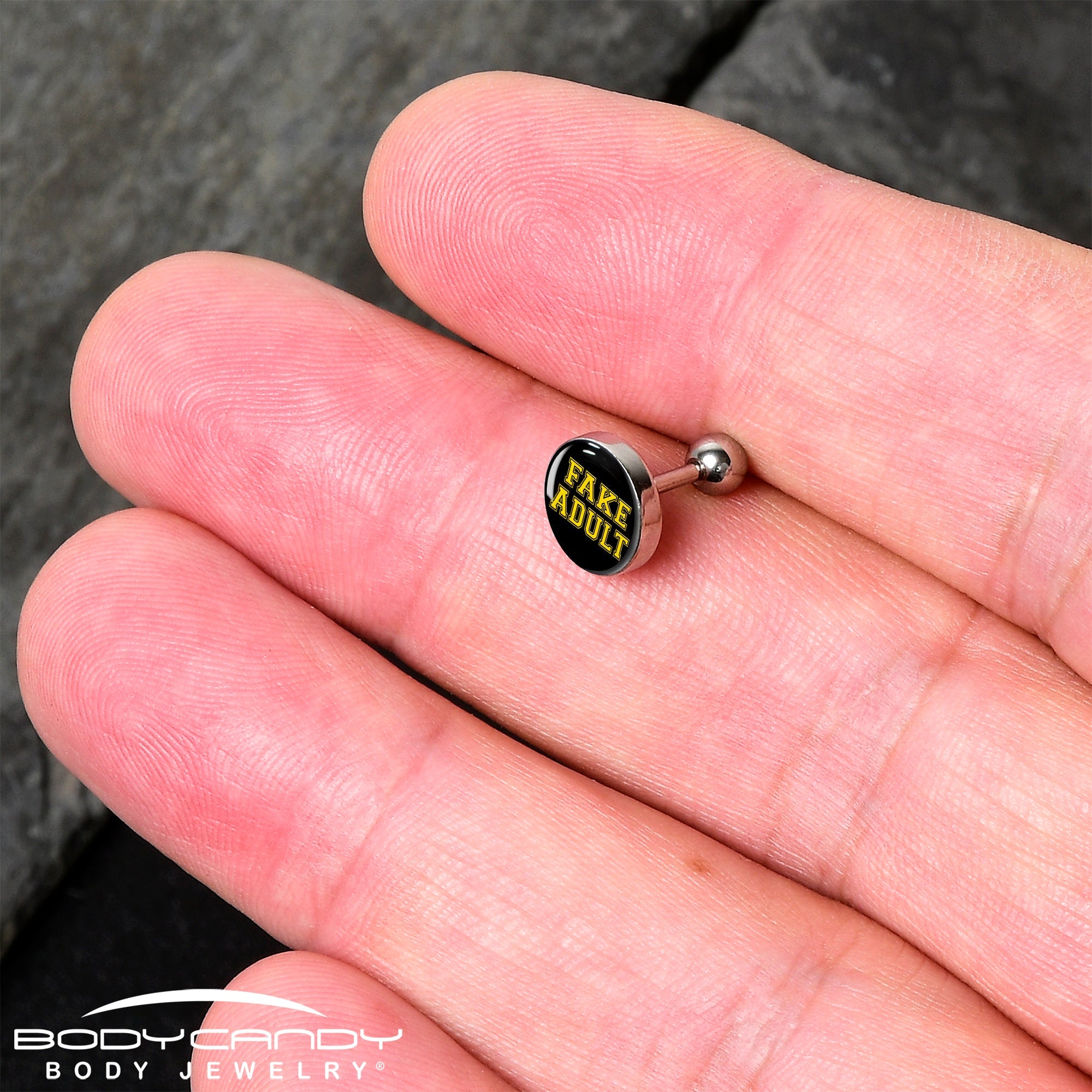 16G 1/4 Black Yellow Fake Adult Tragus Cartilage Earring by Onyx O