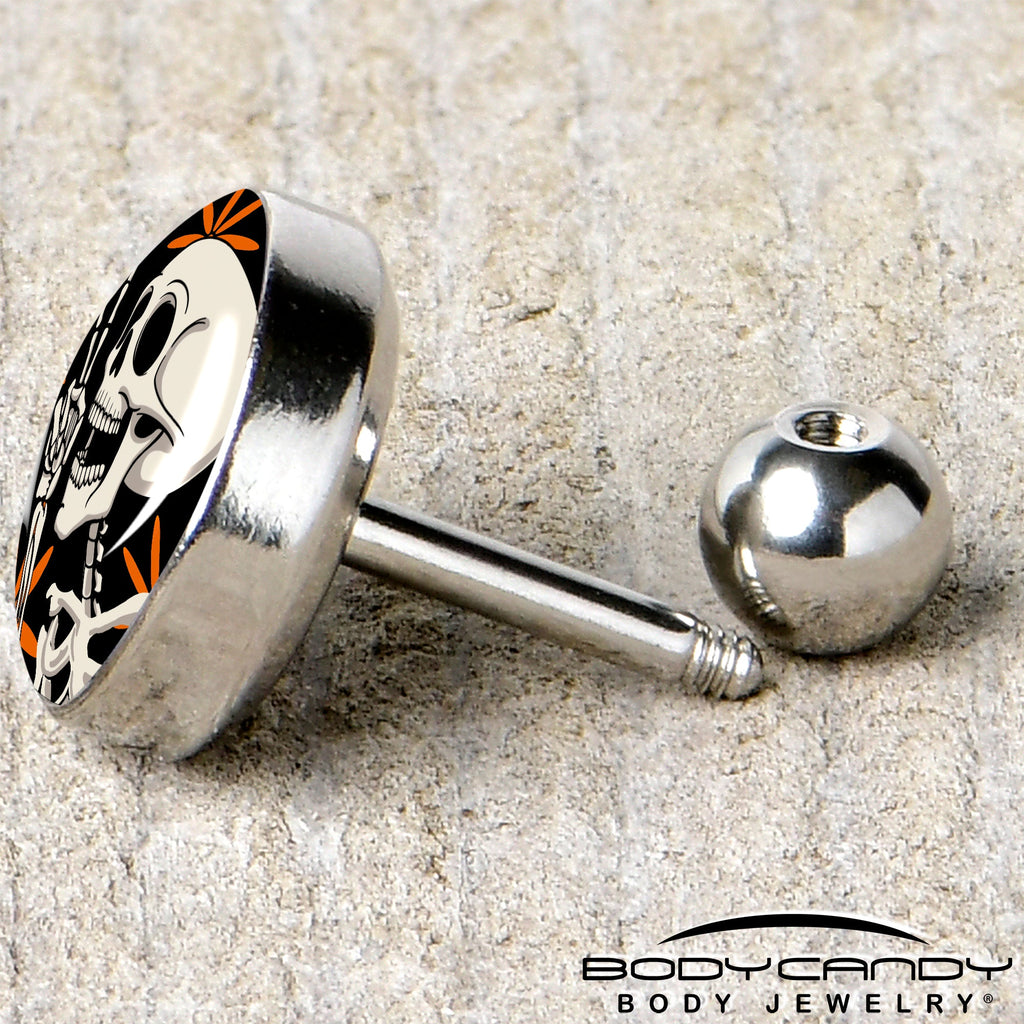 16G 1/4 Peace Sign Skeleton Tragus Cartilage Earring by Onyx O