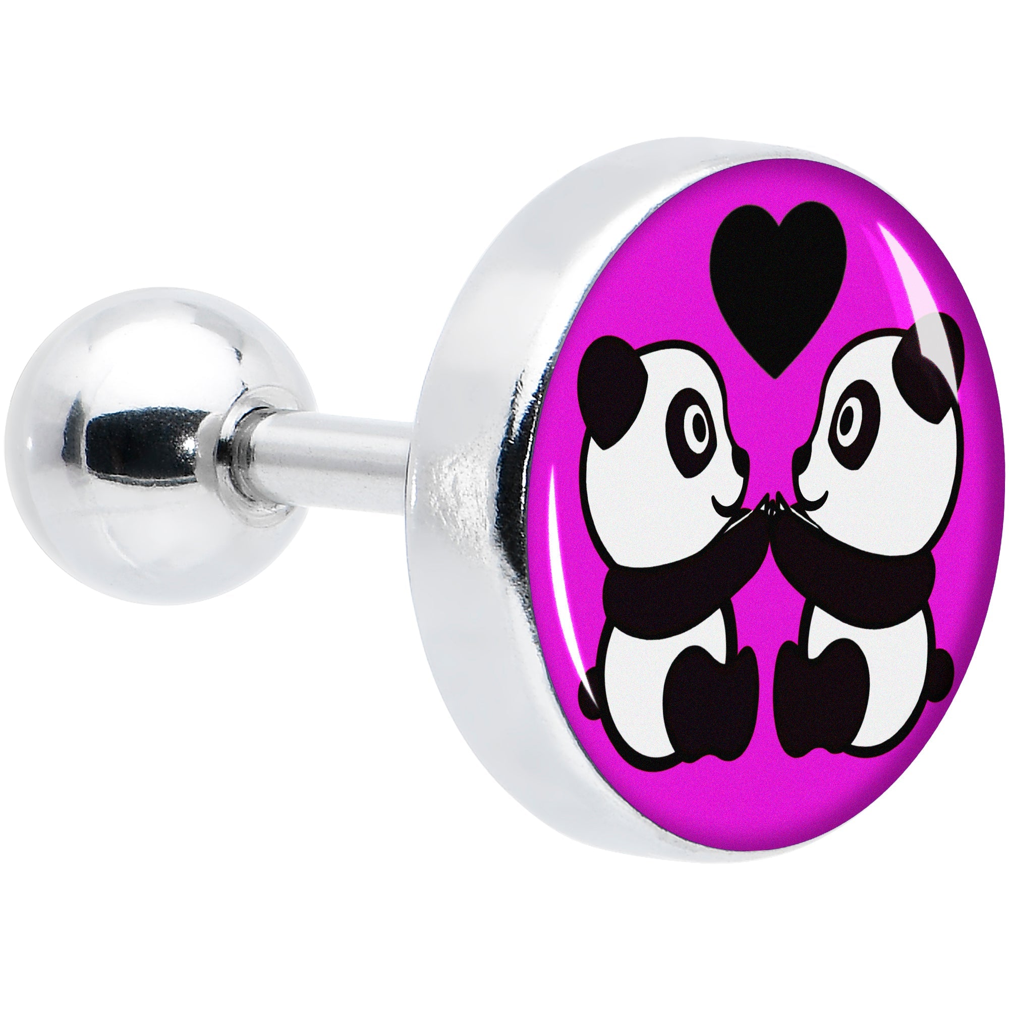 16G 1/4 Panda Love Cartilage Tragus Earring by Onyx O