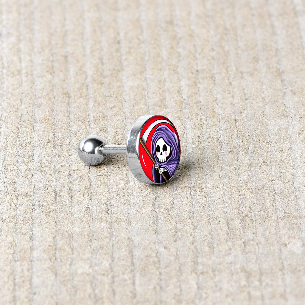 16G 1/4 Grim Reaper Cartilage Tragus Earring by Onyx O