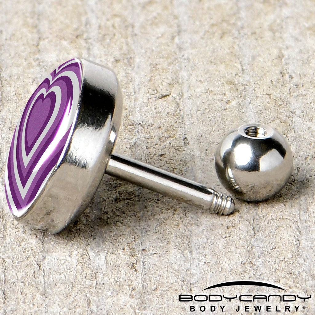 16G 1/4 Purple Retro Heart Tragus Cartilage Earring by Onyx O