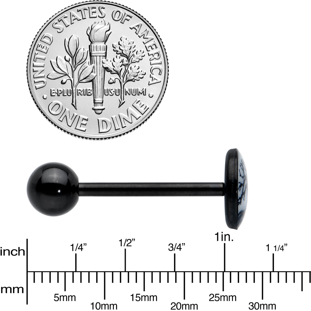 Glow in the Dark Black Anodized Tree of Life Barbell Tongue Ring by Onyx O