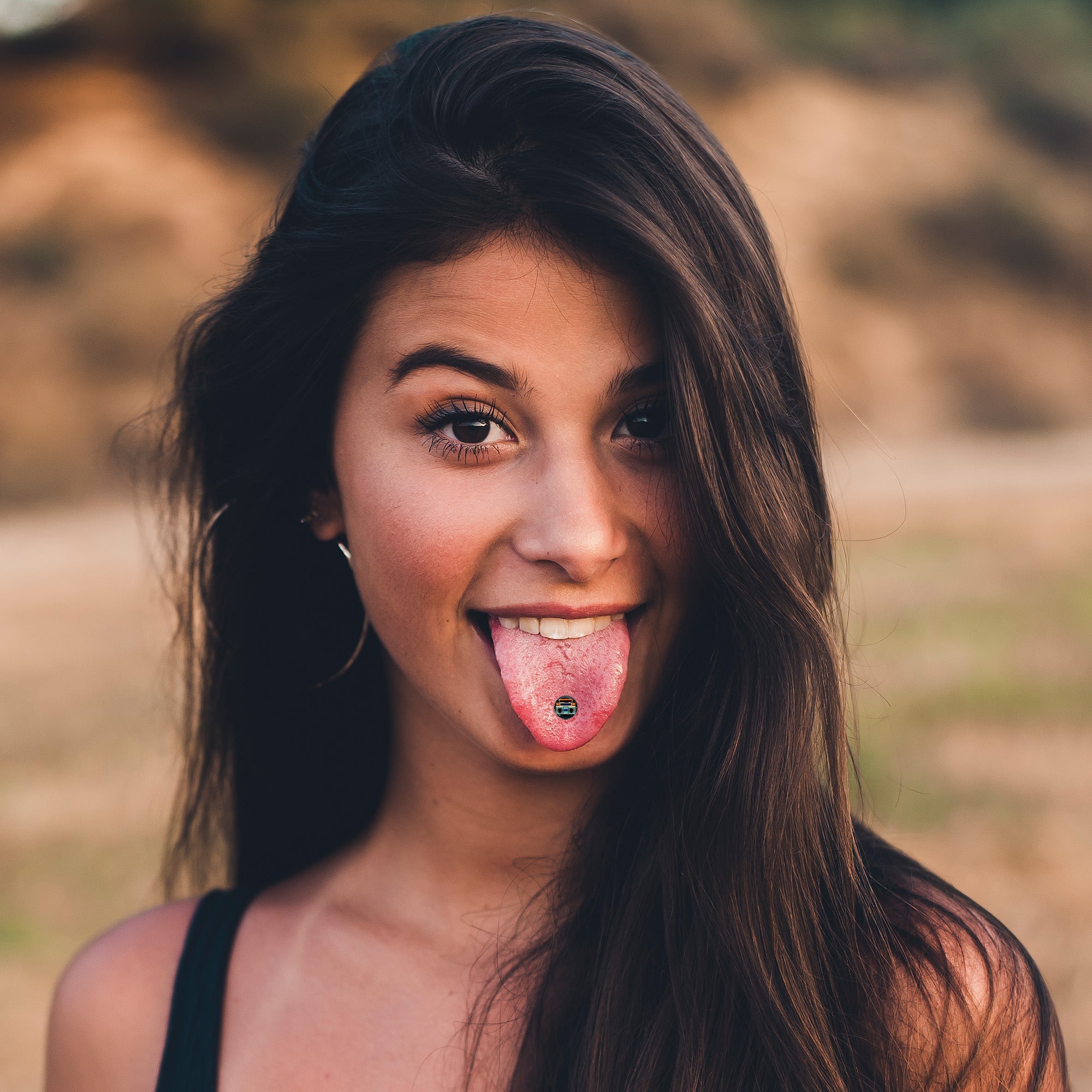 Retro Boombox Barbell Tongue Ring by Onyx O