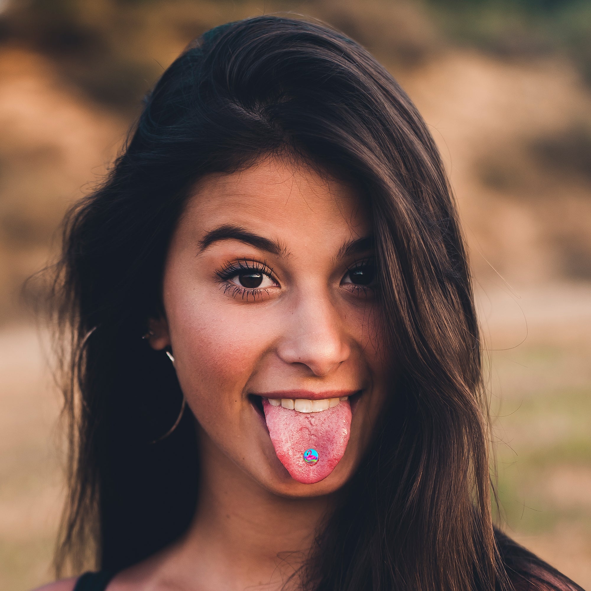 Rainbow Sea Floating Flamingo Barbell Tongue Ring by Onyx O