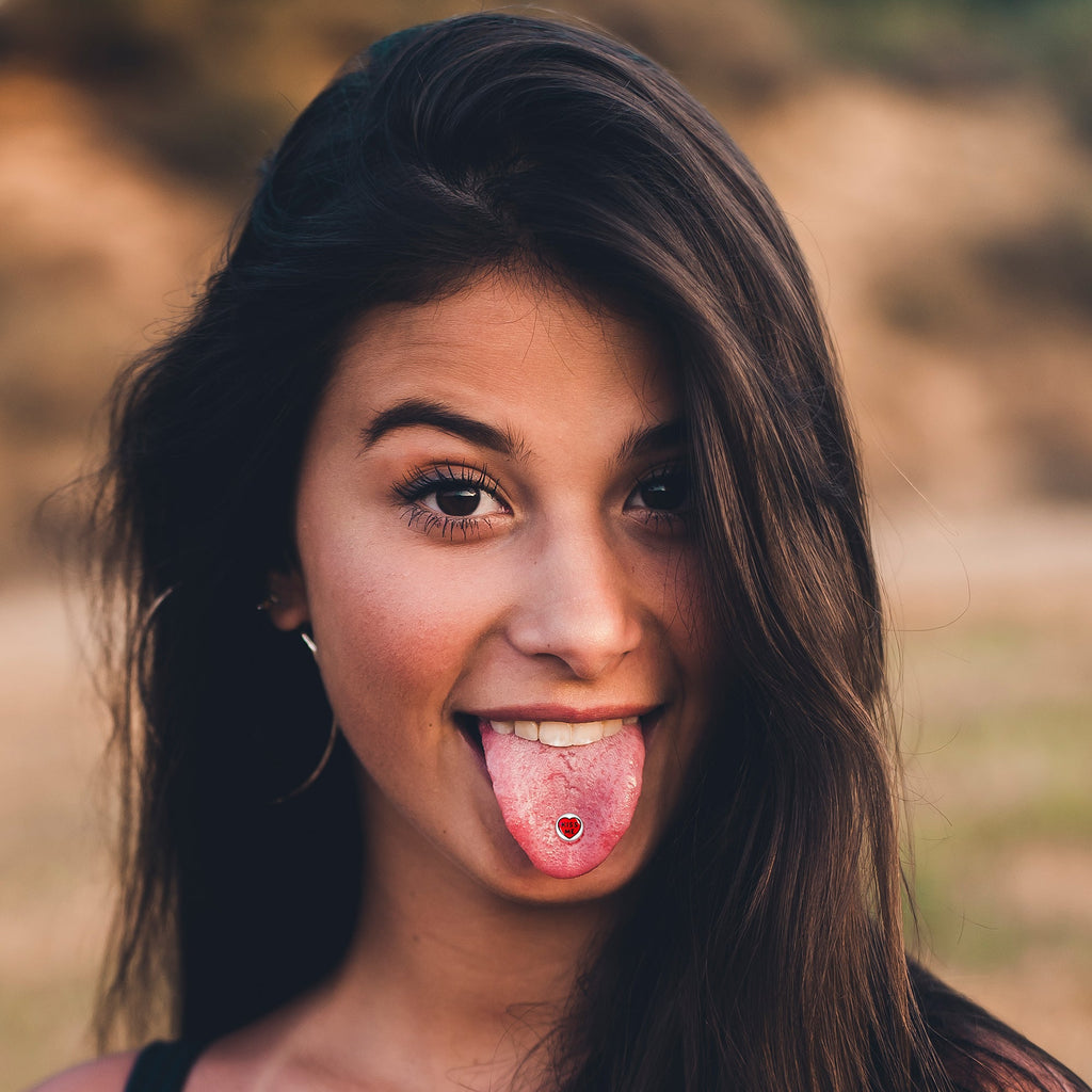 Kiss Me Candy Heart Barbell Tongue Ring by Onyx O