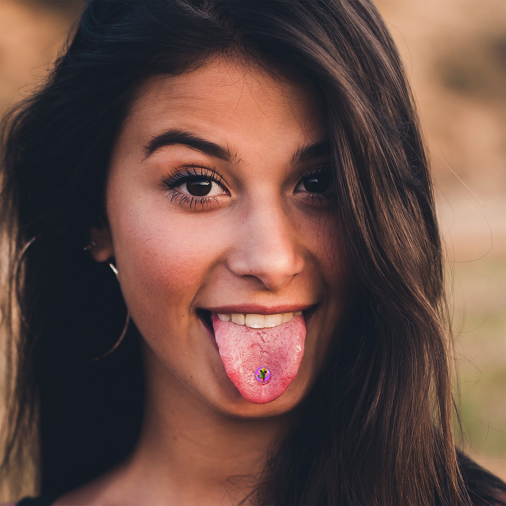 Sunflower Cactus Barbell Tongue Ring by Onyx O