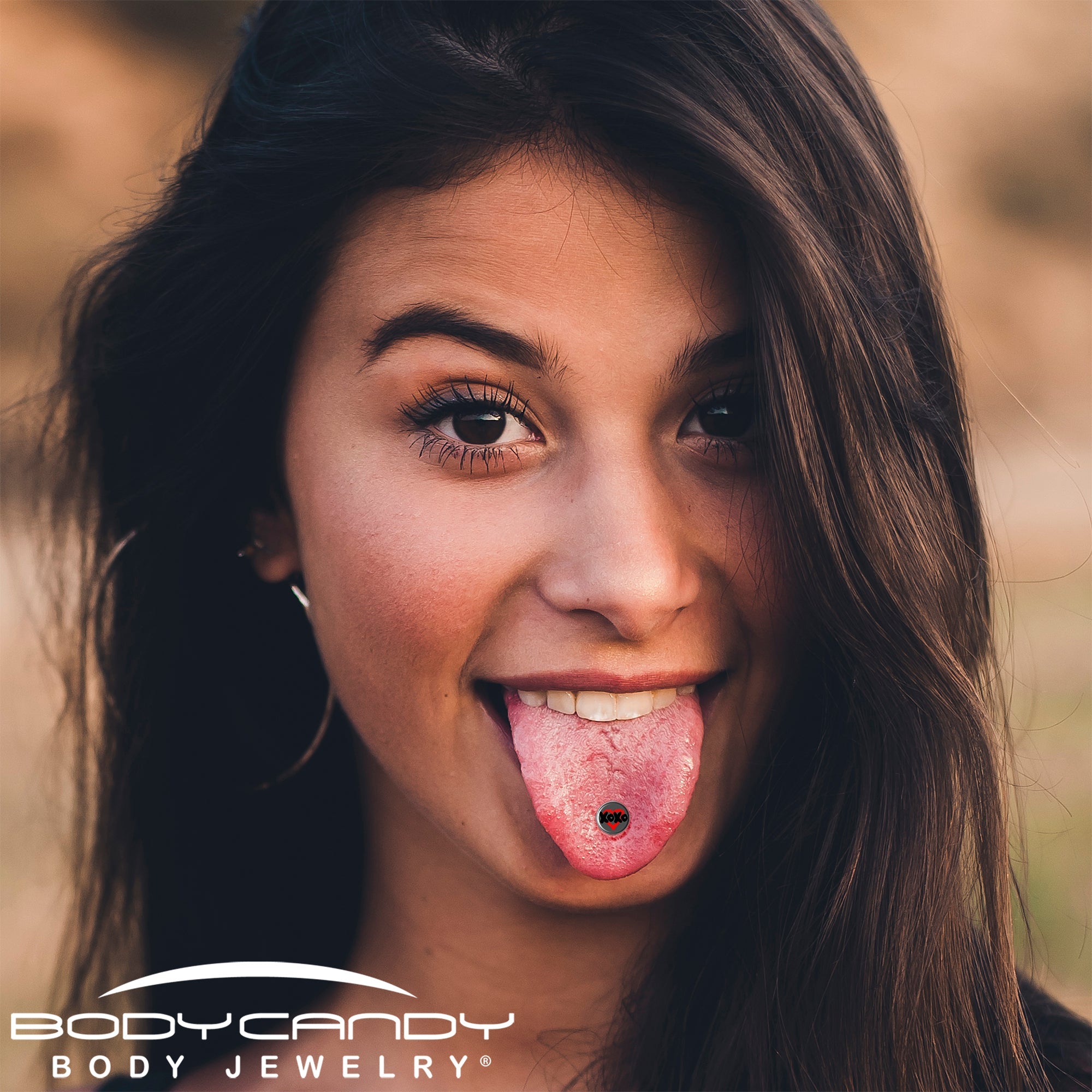 XOXO Heart Barbell Tongue Ring by Onyx O
