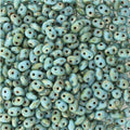 Matubo Superduo  63030-43400  Turquoise Blue Picasso Beads - 5 or 10 gm