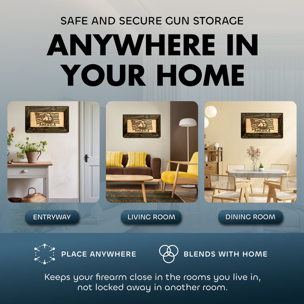 American Flag with Patriotic Eagle Hidden Gun Storage Concealed Furniture