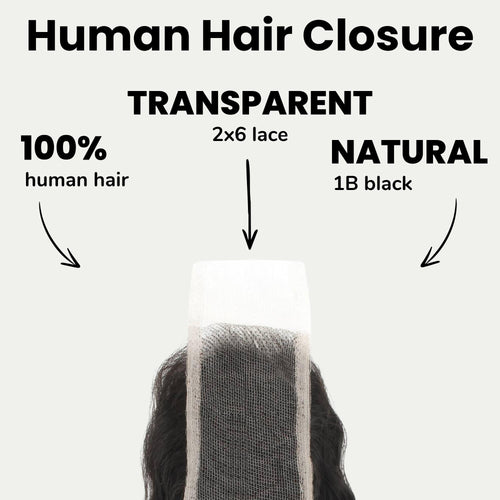 Deep Wave 2x6 Transparent Lace Human Hair Closure
