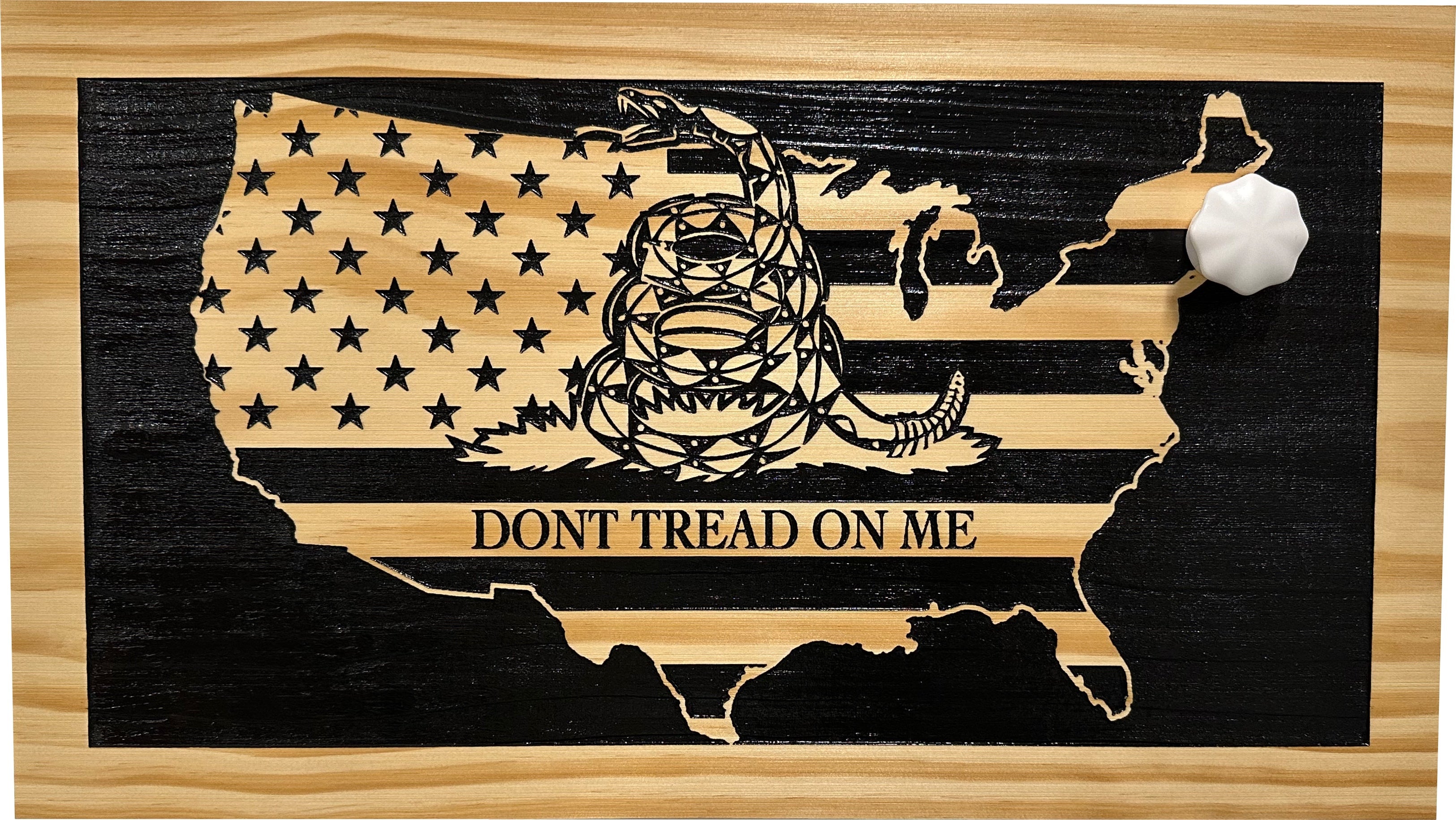 Dont Tread on Me Concealment Shelf - Quick Access Patriotic Hidden Gun Storage with Magnetic Lock - Safe & Secure Gun Concealment Furniture (Union)