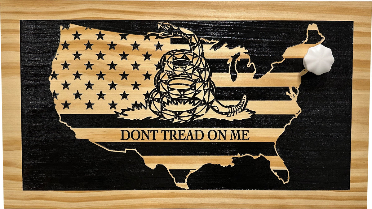Dont Tread on Me Concealment Shelf - Quick Access Patriotic Hidden Gun Storage with Magnetic Lock - Safe & Secure Gun Concealment Furniture (Union)