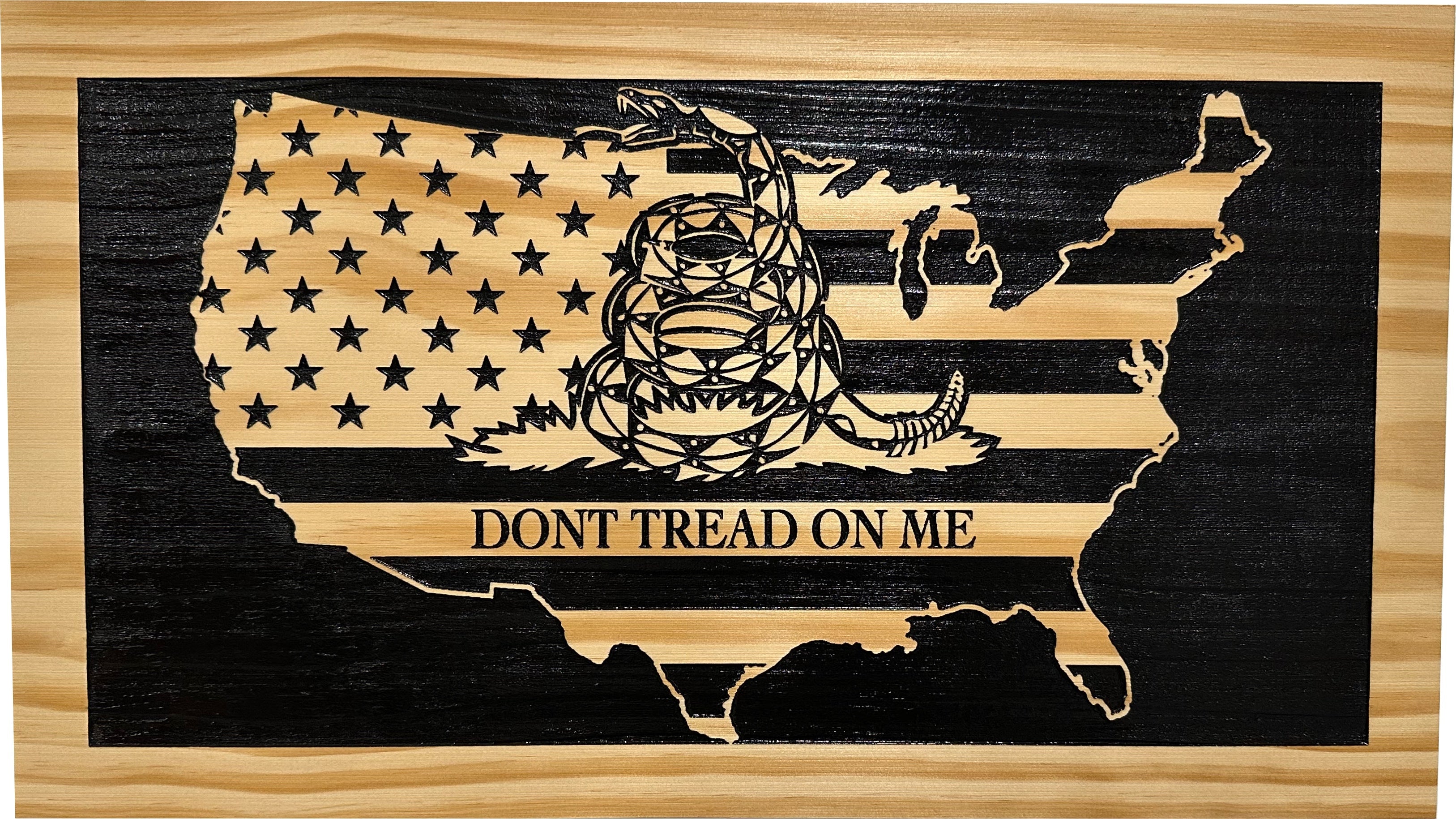 Dont Tread on Me Concealment Shelf - Quick Access Patriotic Hidden Gun Storage with Magnetic Lock - Safe & Secure Gun Concealment Furniture (Union)