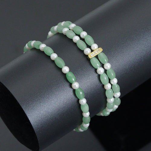 4x6mm Barrel Aventurine Stretchy Bracelet, Sku#EF666