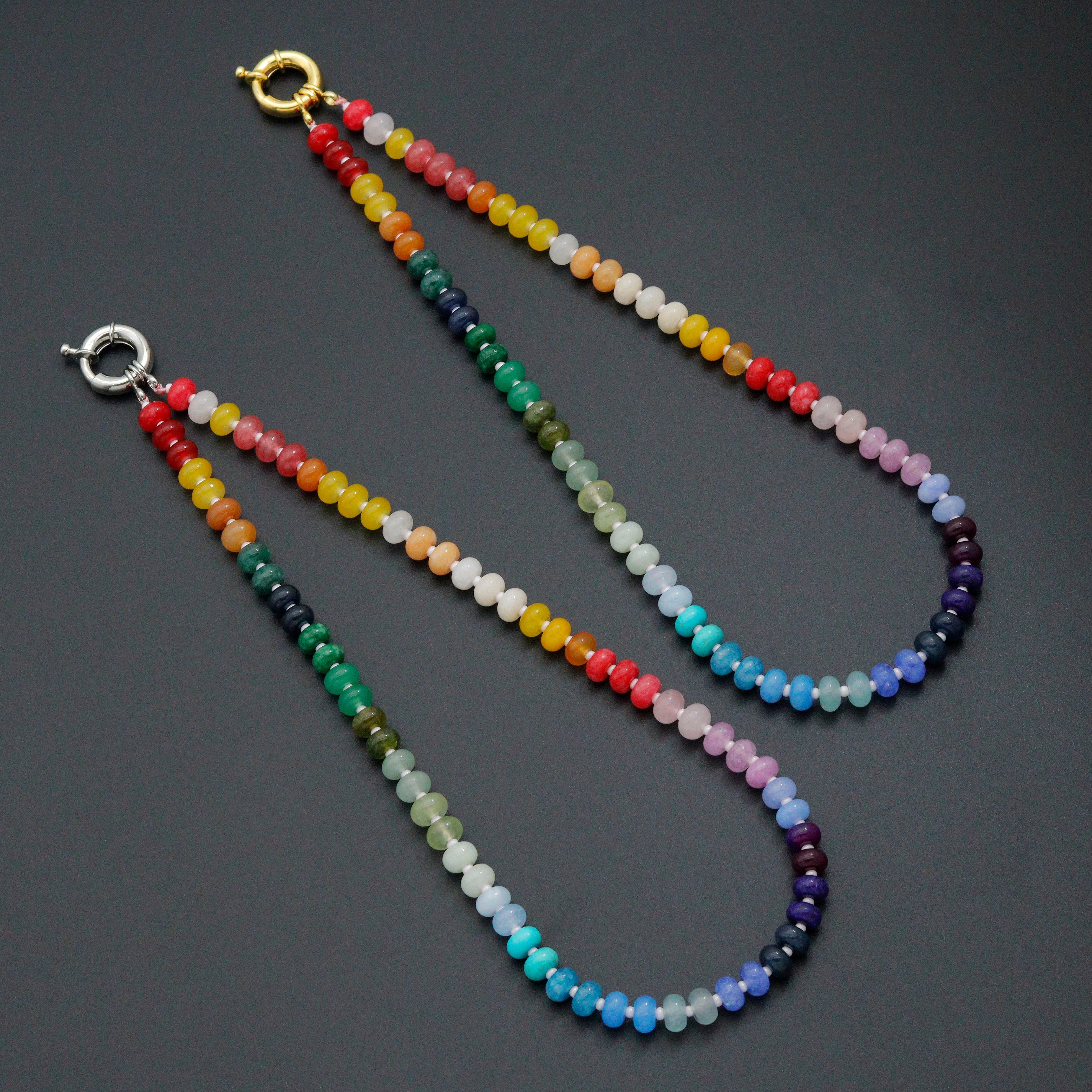 Natural Roundelle Gemstone Rainbow necklace, SKU# EF762