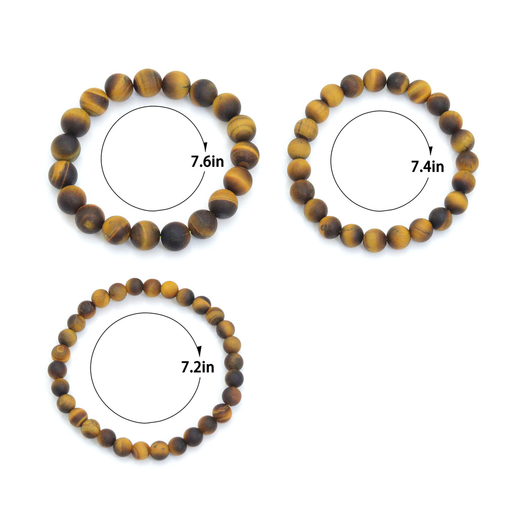 Matt Tiger Eye Round Smooth Stretchy Bracelet, Sku#EF780