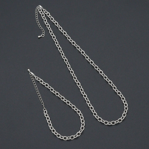 Oval Link Chain Necklace Bracelet, charm bar necklace bracelet, sku#EF792