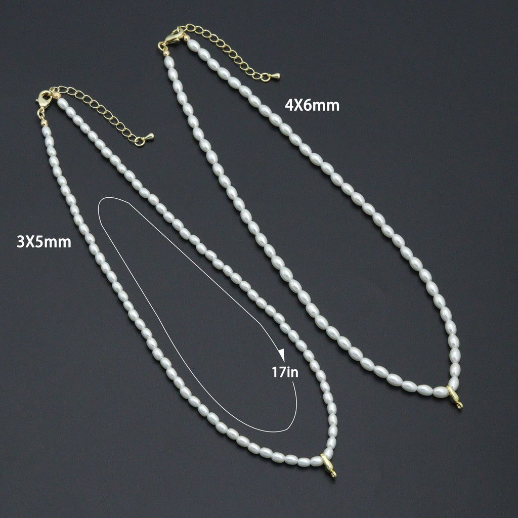 Rice Shape Pearl necklace , Sku#EF797
