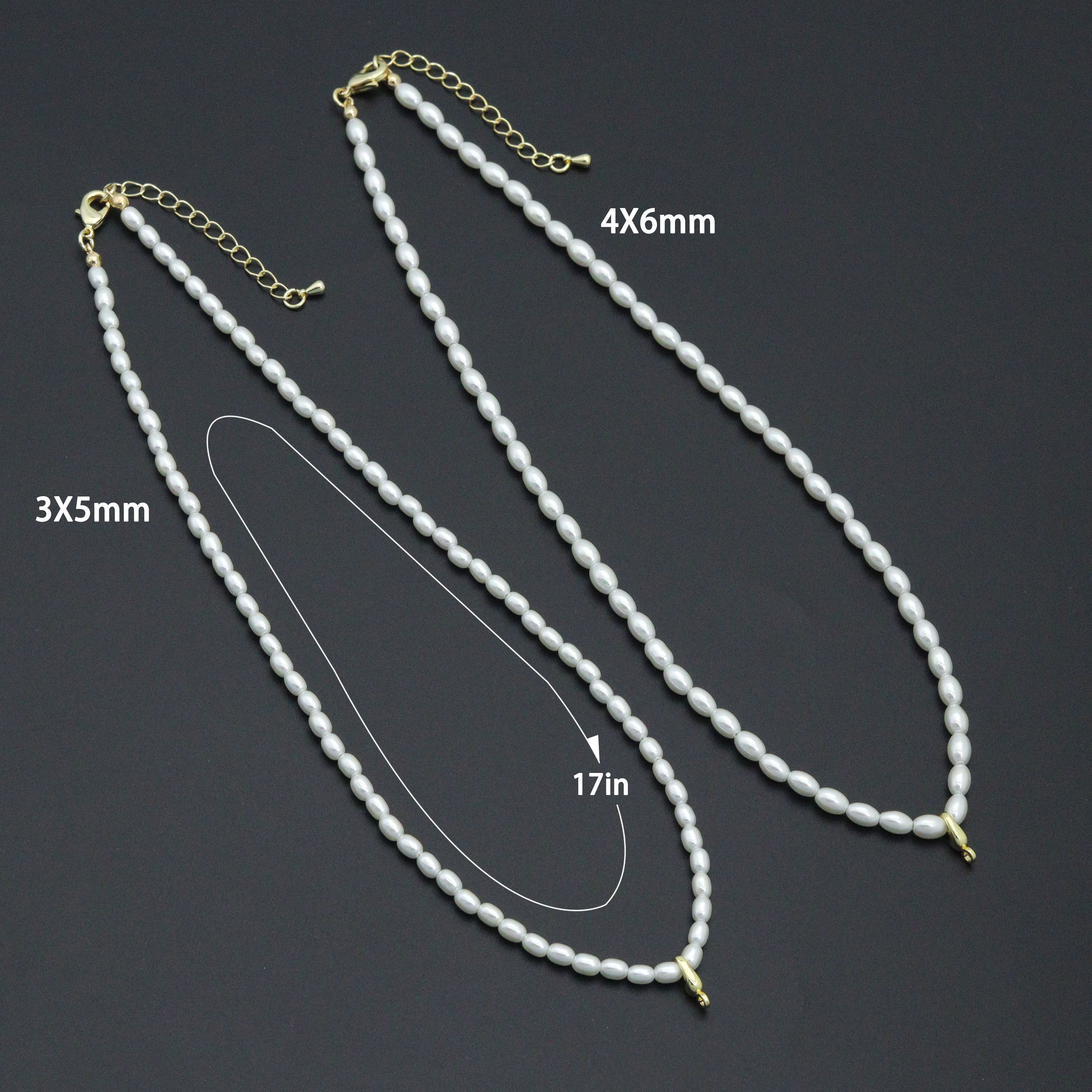 Rice Shape Pearl necklace , Sku#EF797