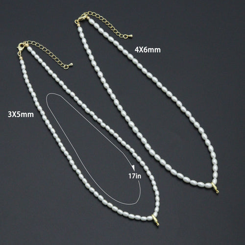 Rice Shape Pearl necklace , Sku#EF797