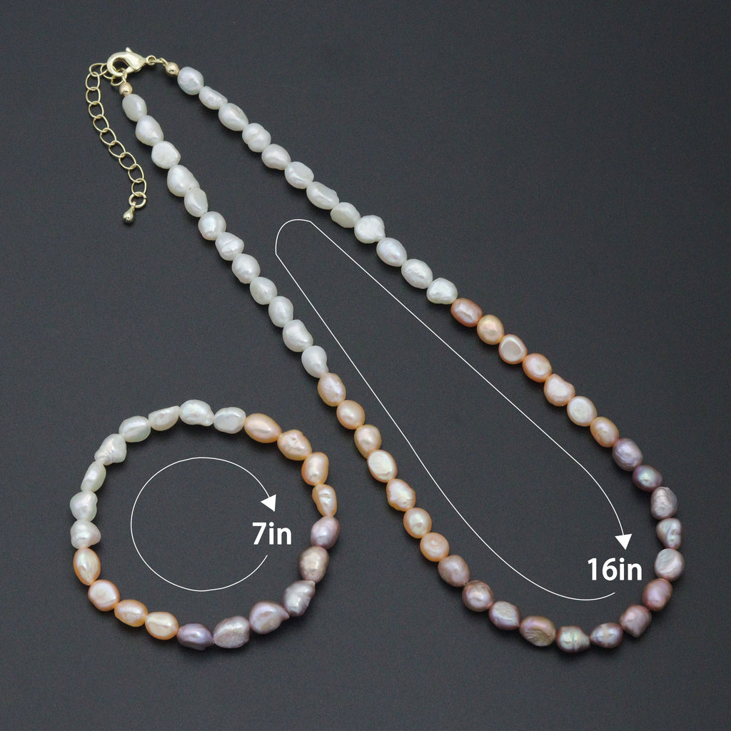 Multicolor Freshwater Pearl necklace Bracelet, Sku#EF805