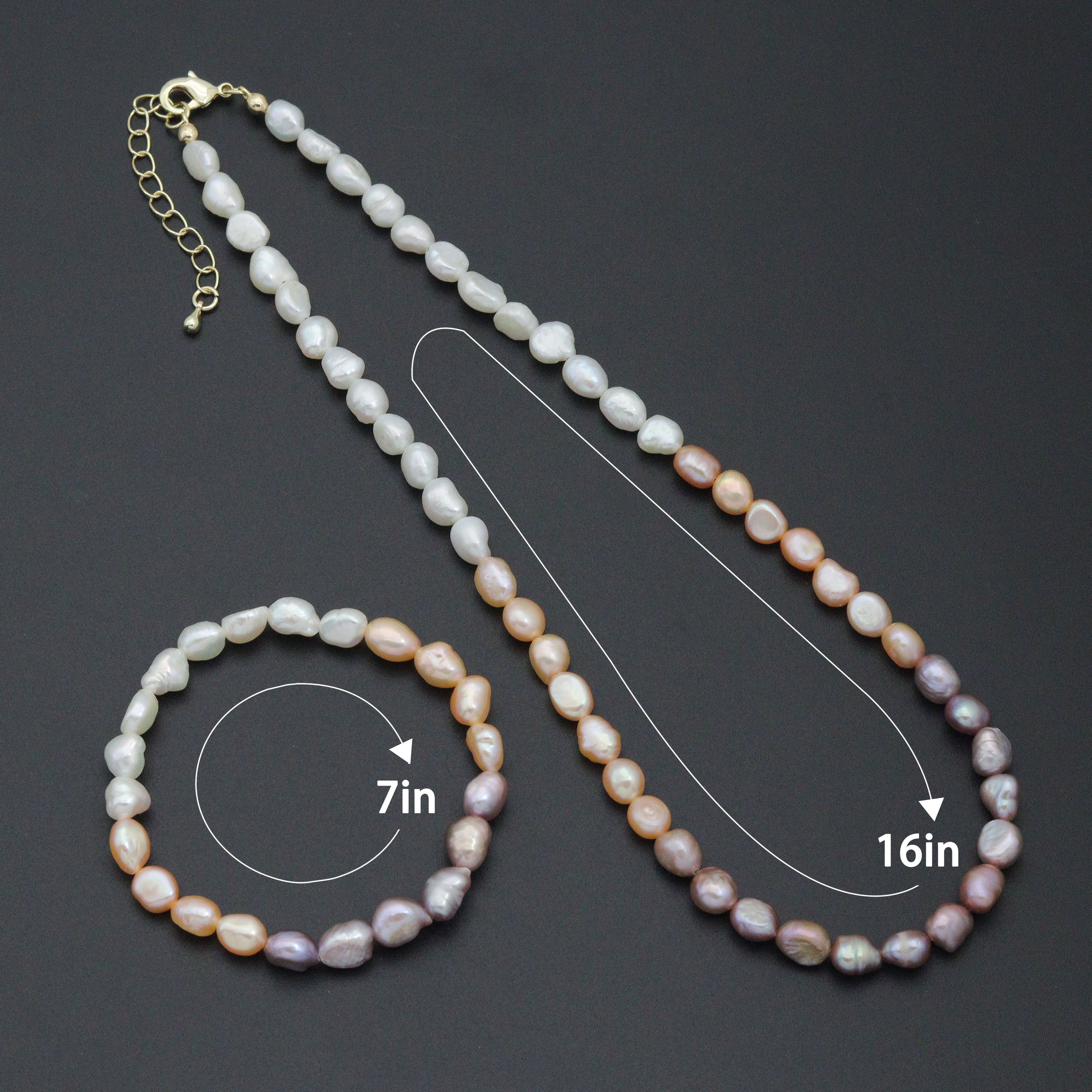 Multicolor Freshwater Pearl necklace Bracelet, Sku#EF805