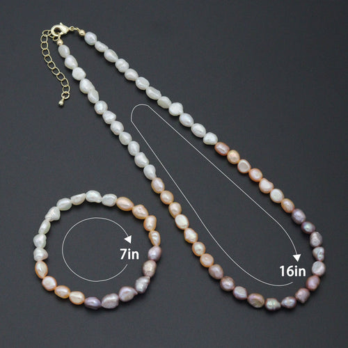 Multicolor Freshwater Pearl necklace Bracelet, Sku#EF805