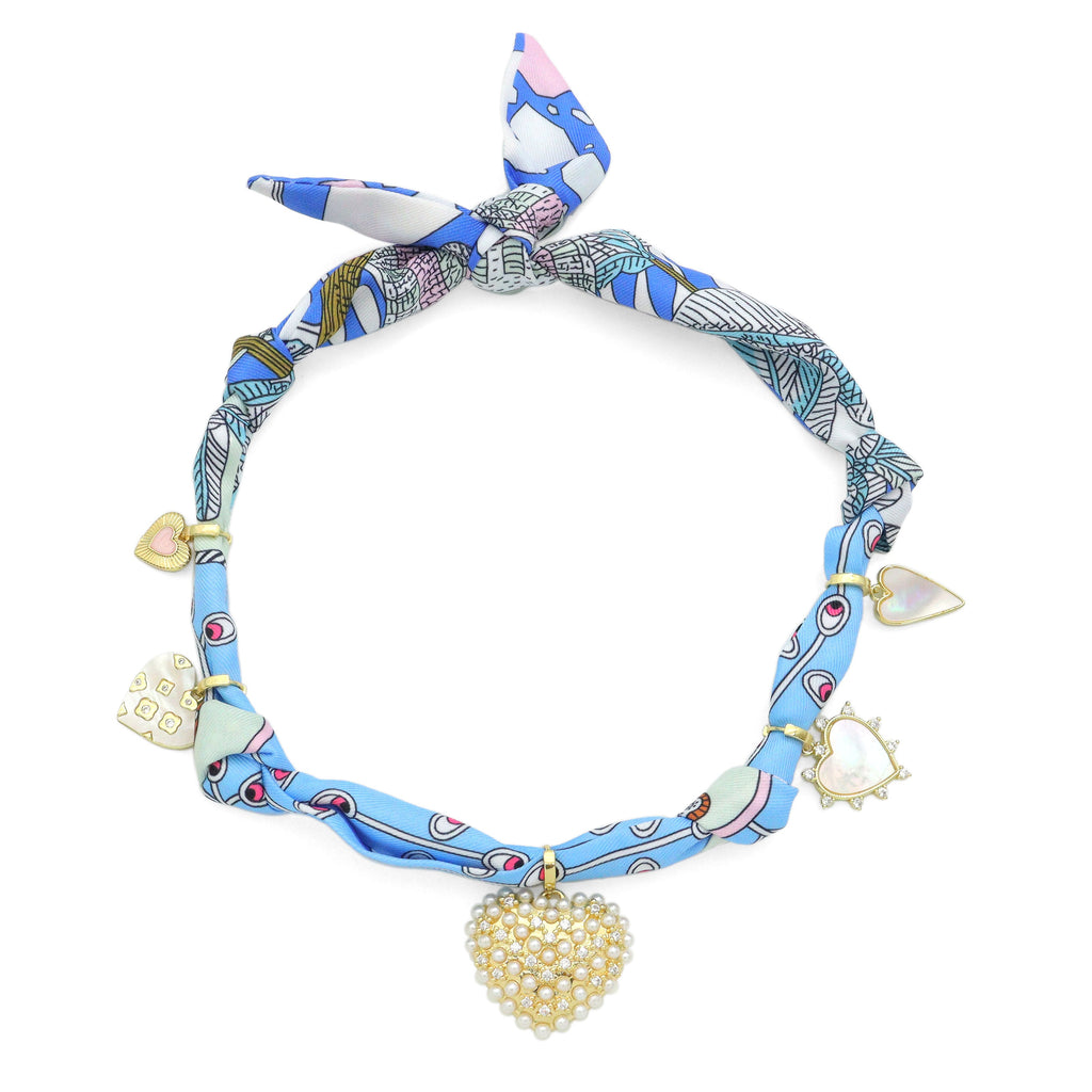 Convertible Scarf Necklace, Adjustable Silk Scarf Statement Necklace, sku#EF806-5